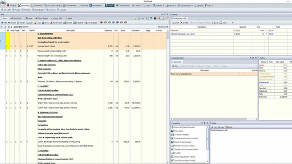 screenshot of Access ConQuest Estimating Software